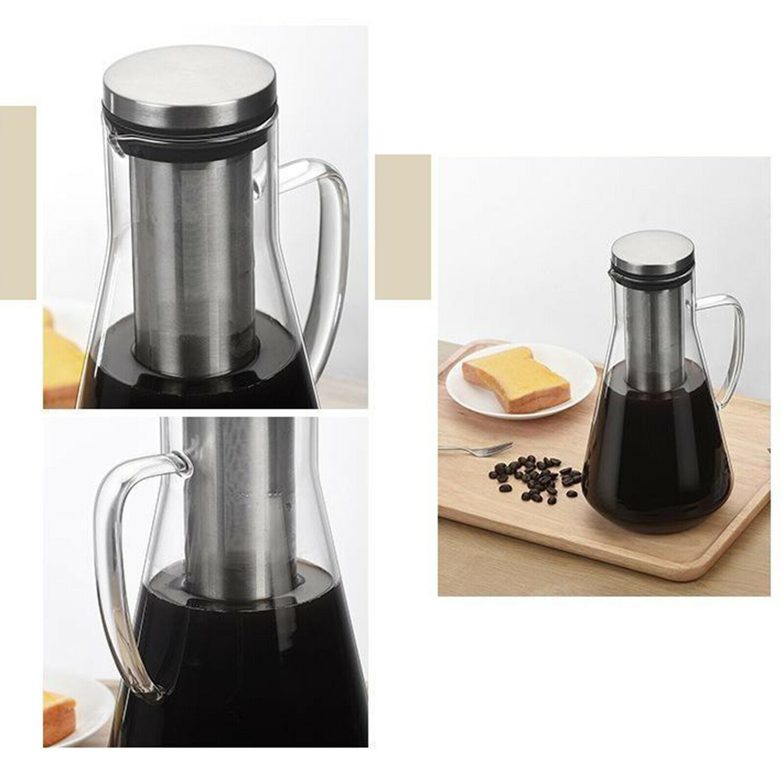 Household Coffee Tea Maker Pot 260x90x73mm Coffee Kettle Pot Glass Teapot 1600ml