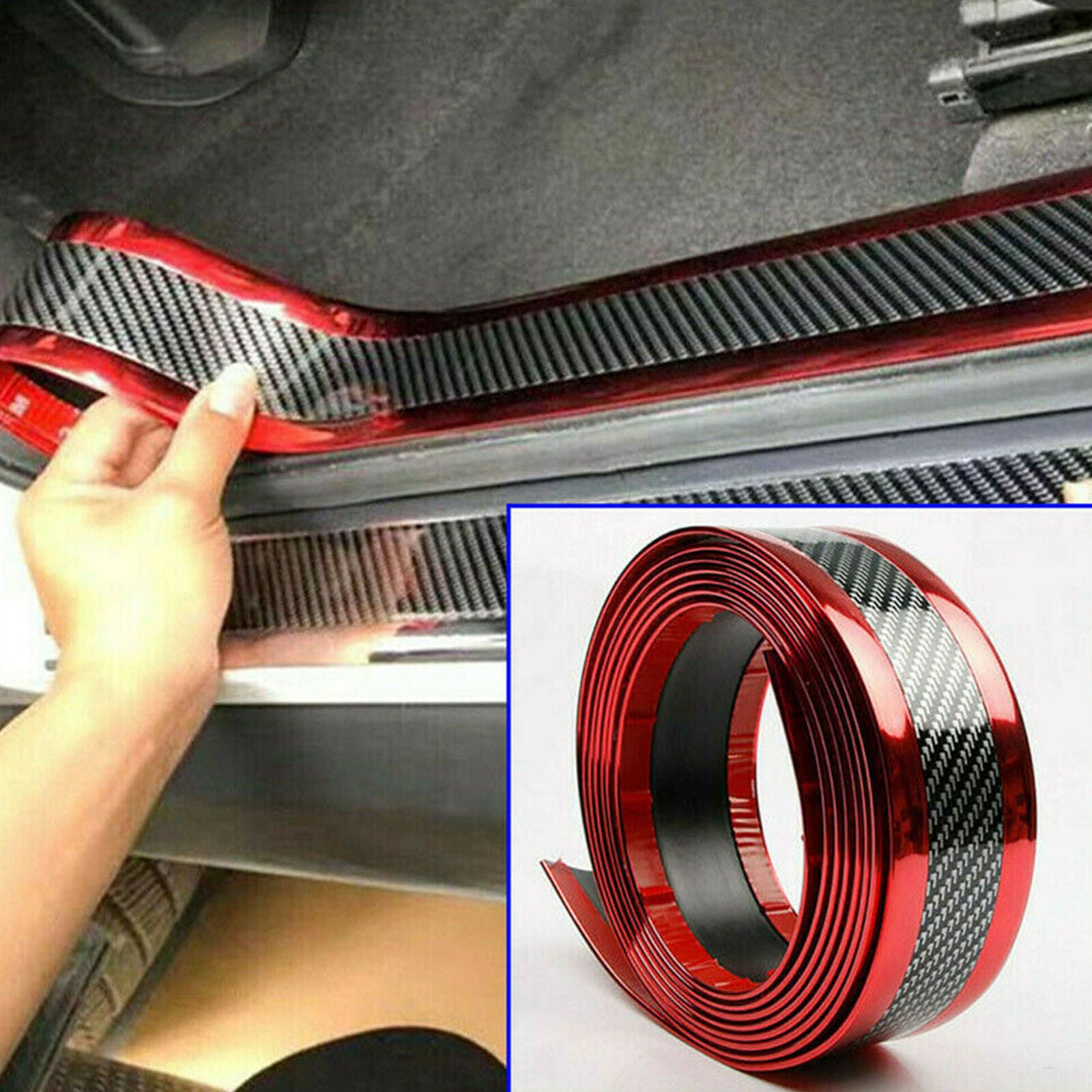 Accessories Carbon Fiber Rubber Protector Door Sill Scuff Cover Car Stickers