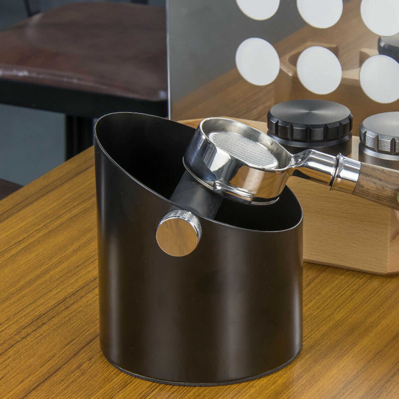 Black Coffee Knock Box Grinds Waste Bucket Shop Kitchen Office Bar Barista