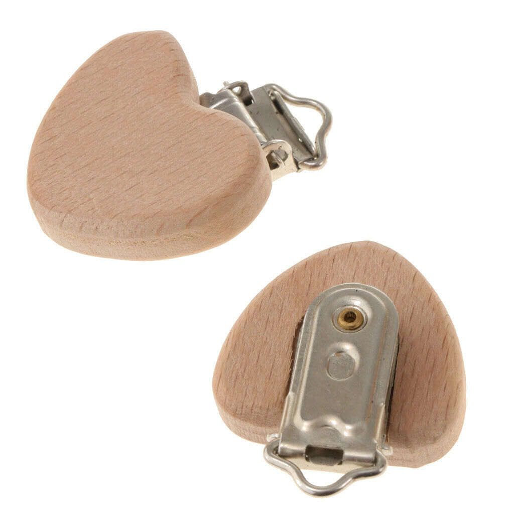 20 Pieces Wooden Baby Pacifier Clip Dummy Clasps Teething Toys Heart+Star
