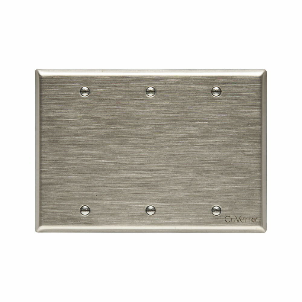 1pcs - EATON COOPER 93153 3-Gang Bank Stainless Steel Standard Size Wallplate
