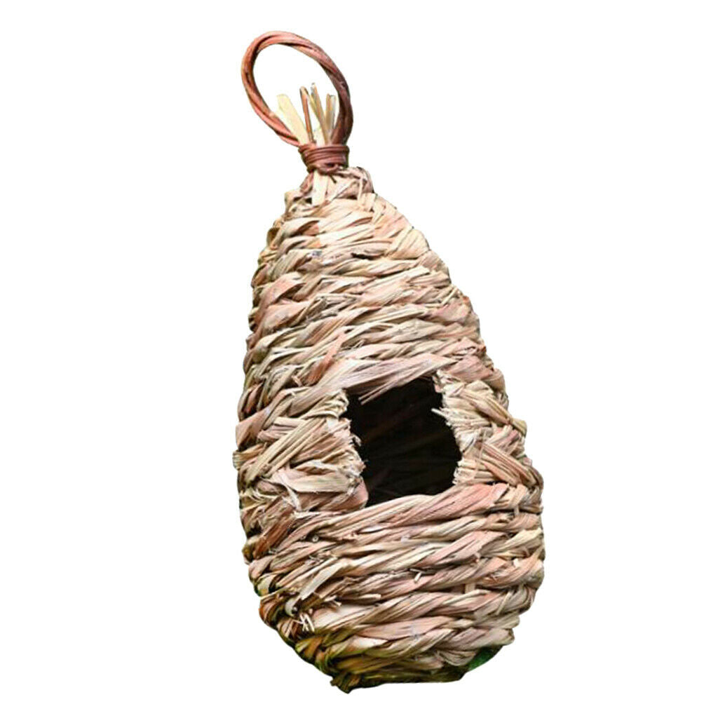 Hibiscus Grass Hanging Birdhouse Pet Canary Straw Bird Nest Hut Decoration