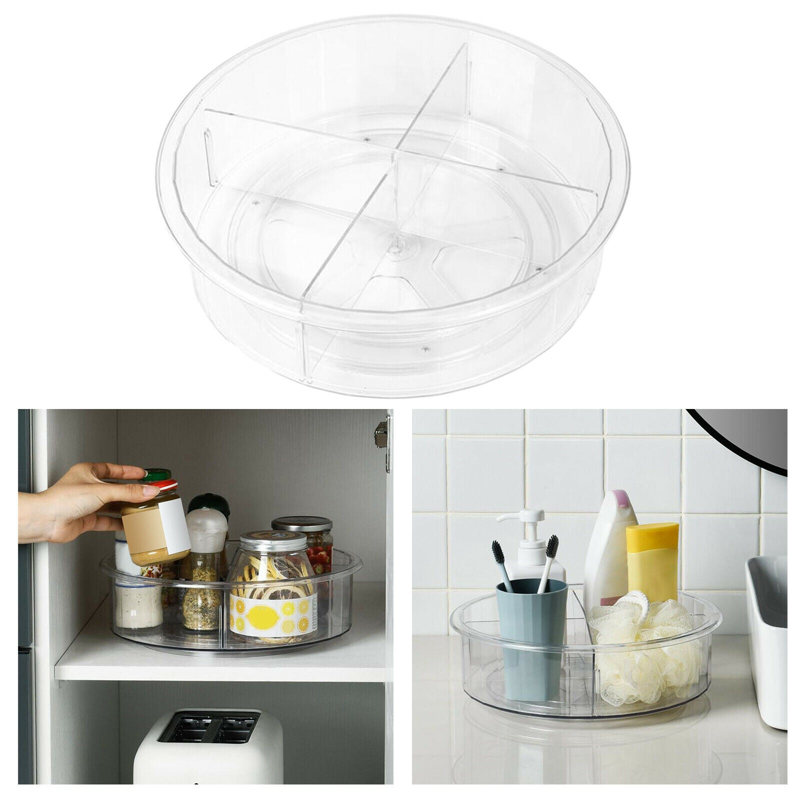 11" Round   Spice Turntable Organizer Storage Box Container for Kitchen