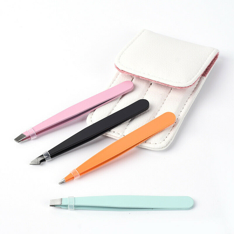 4Pcs Stainless Steel Eyebrow Eyelash  Tip/Flat Tweezers DIY Beauty Makeup Tools