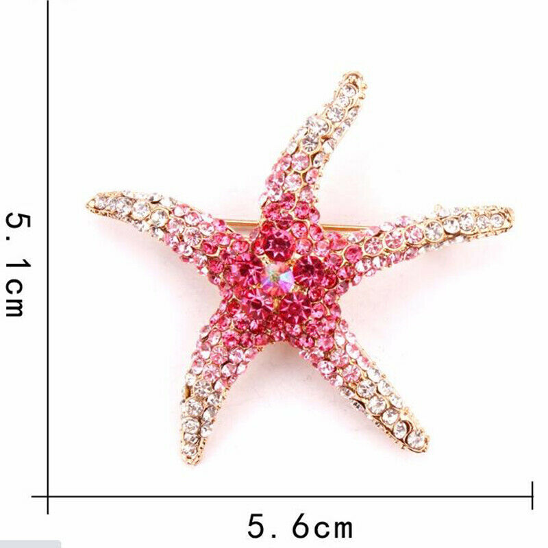 1Pc Crystal Rhinestones Starfish Brooches Women Brooch Pin Clothes Access.l8