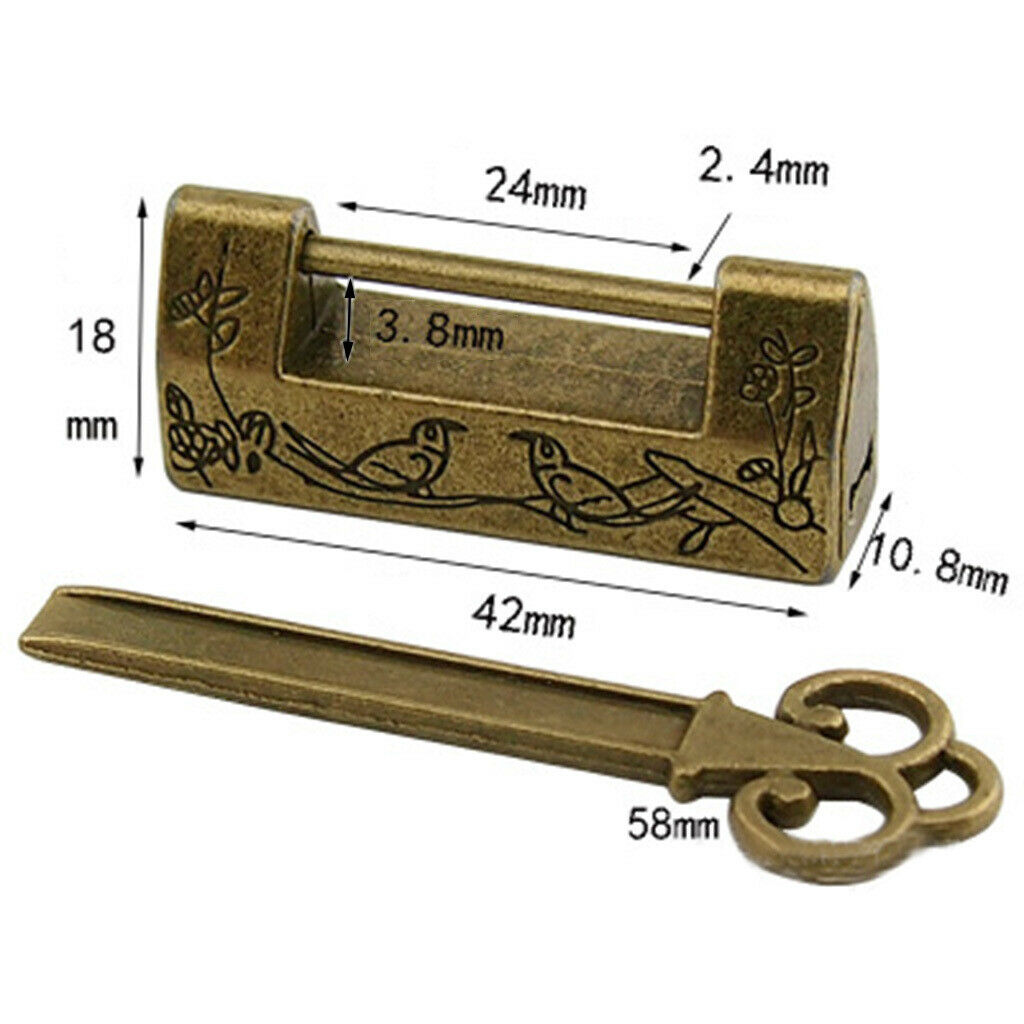 Chinese Ancient Padlocks with Keys Lock Key Set for Jewelry Box Flower Birds