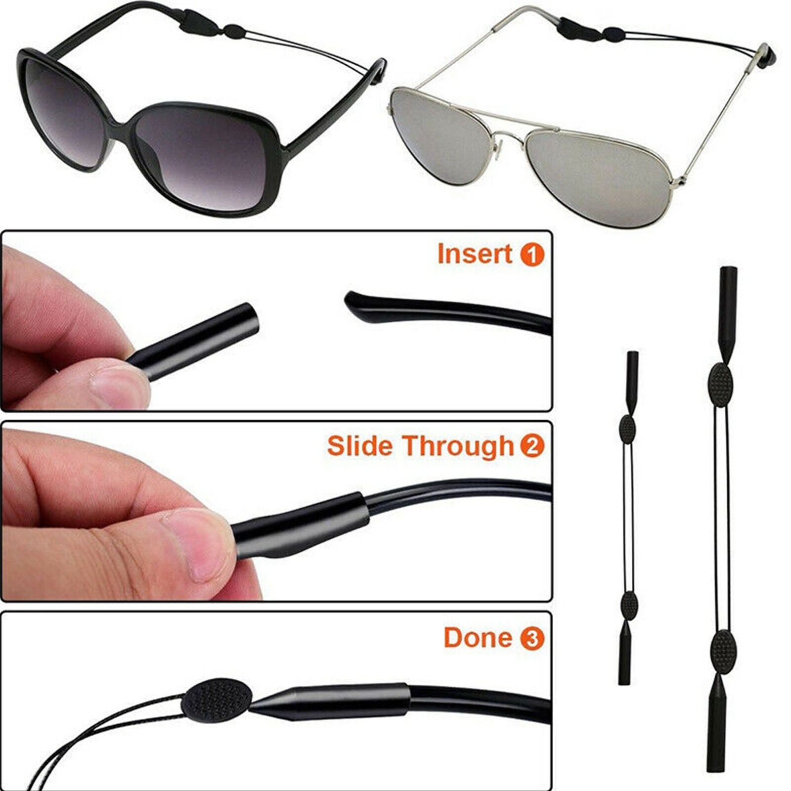 2x Adjustable Silicone Eyeglasses Strap Rope Glasses Sunglasses Sports Band Cord