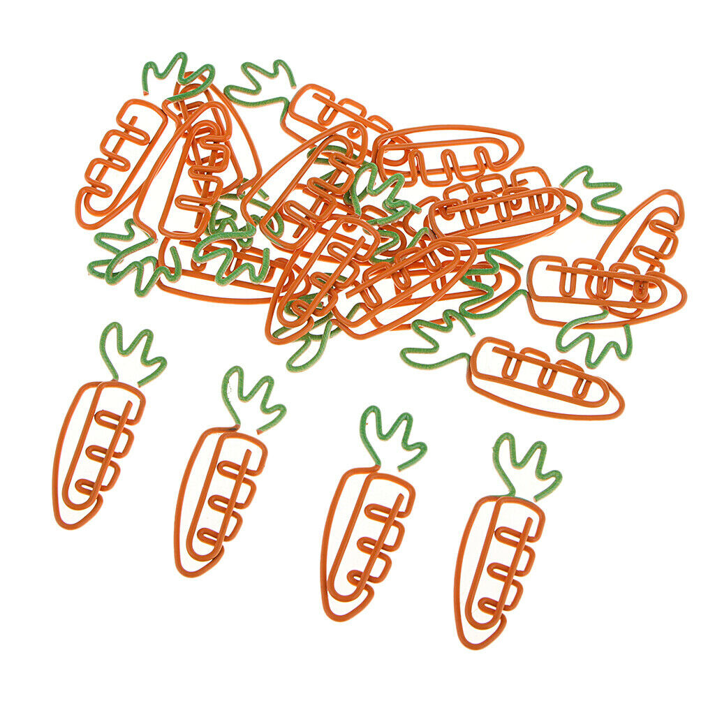 20pcs Carrot Shape Metal Paper Clips File Photo Clips Office School Supplies