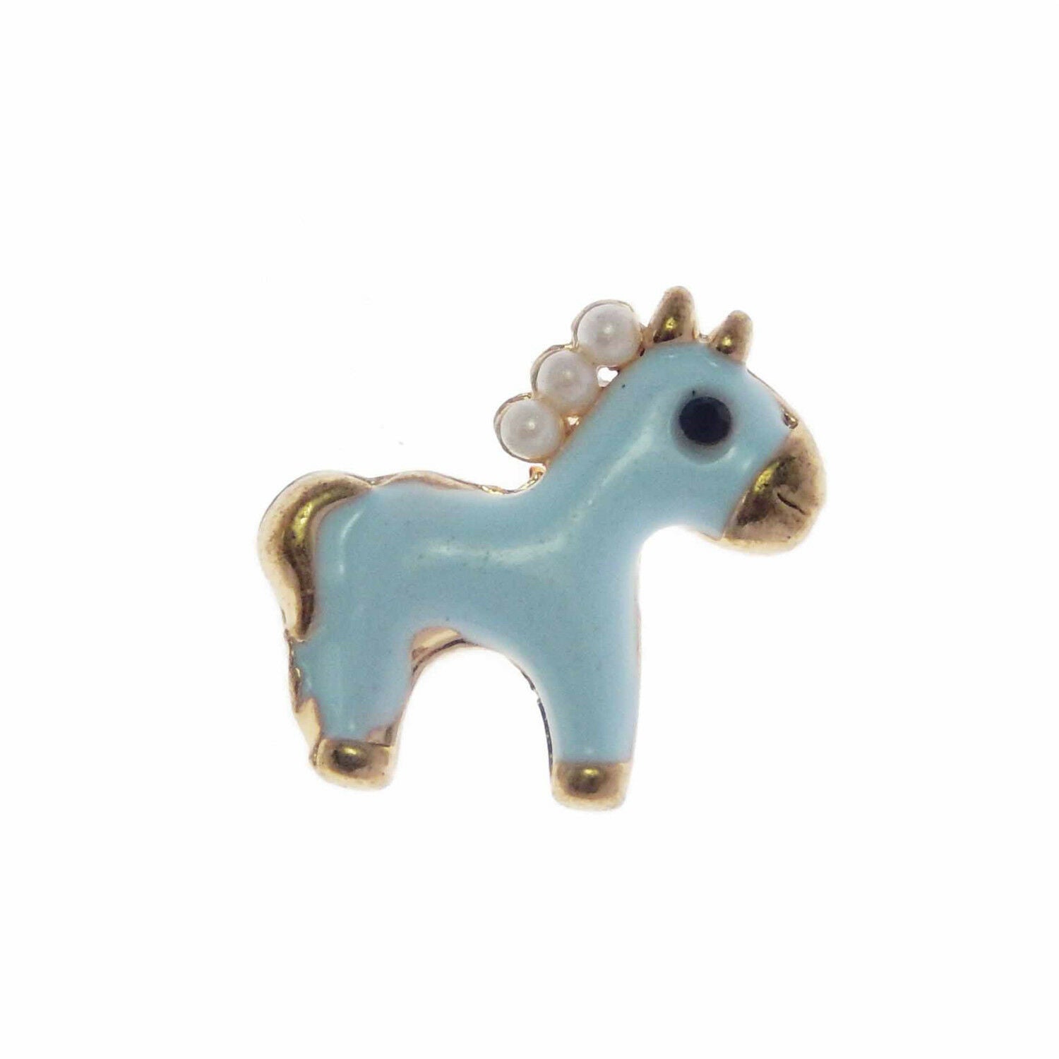10 pcs Cute Horse Charm Enamel Blue with Imitation Pearls Pendant DIY 17*16mm