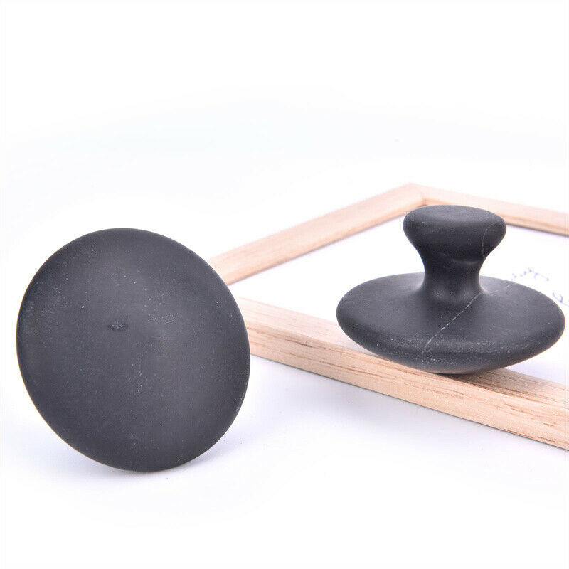 2pcs Black Basalt Stone Essential Oil Massage Mushroom Shape Spa Energy Ston_DF