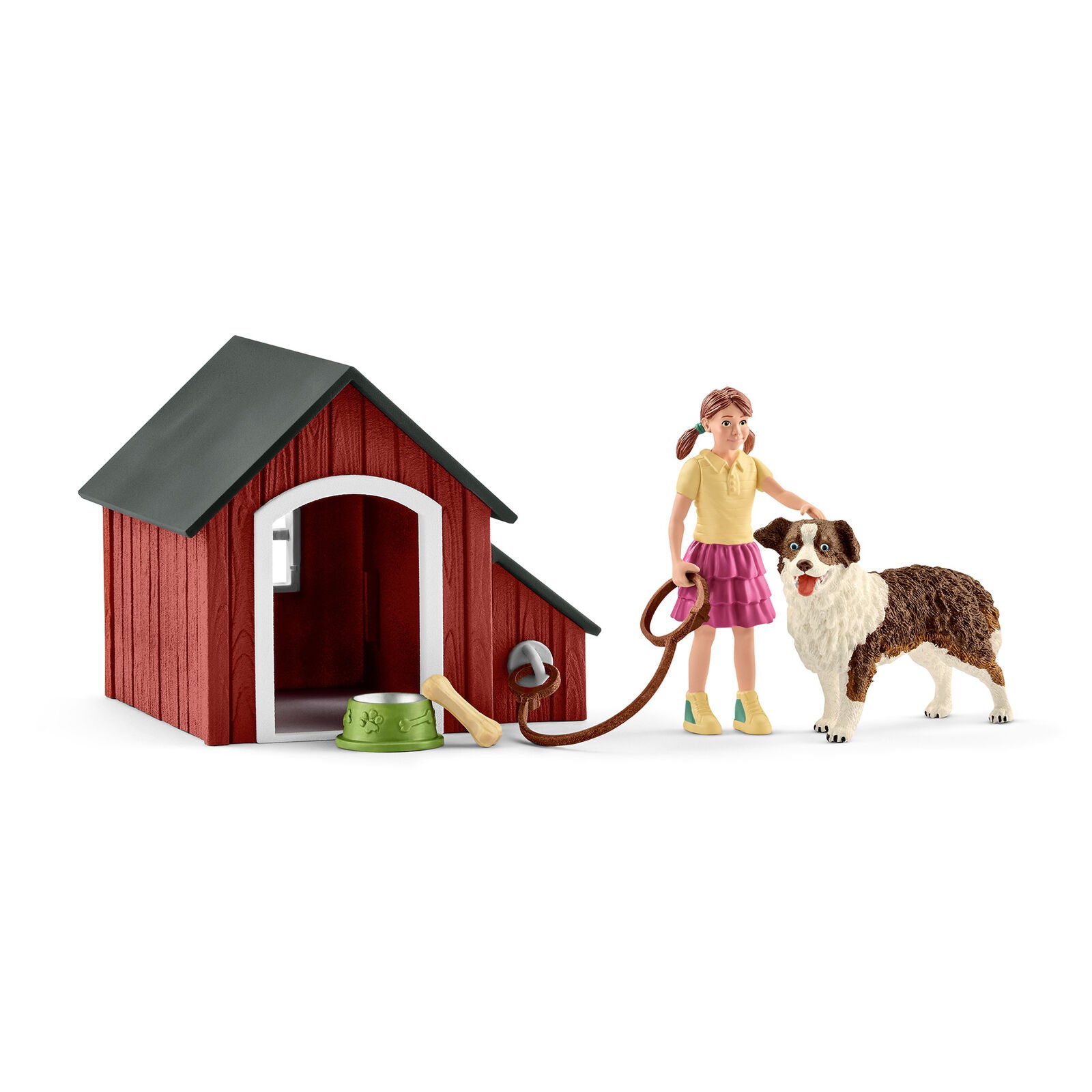 Schleich 42376 Dog Kennel with Girl & Australian Shepherd Figures (Farm Life)