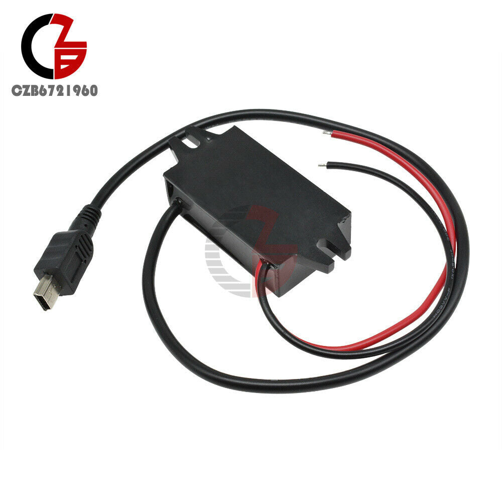 DC-DC Voltage Regulator 12V to 5V 3A 15W Mini USB 5 Pin Cable for Car Charger