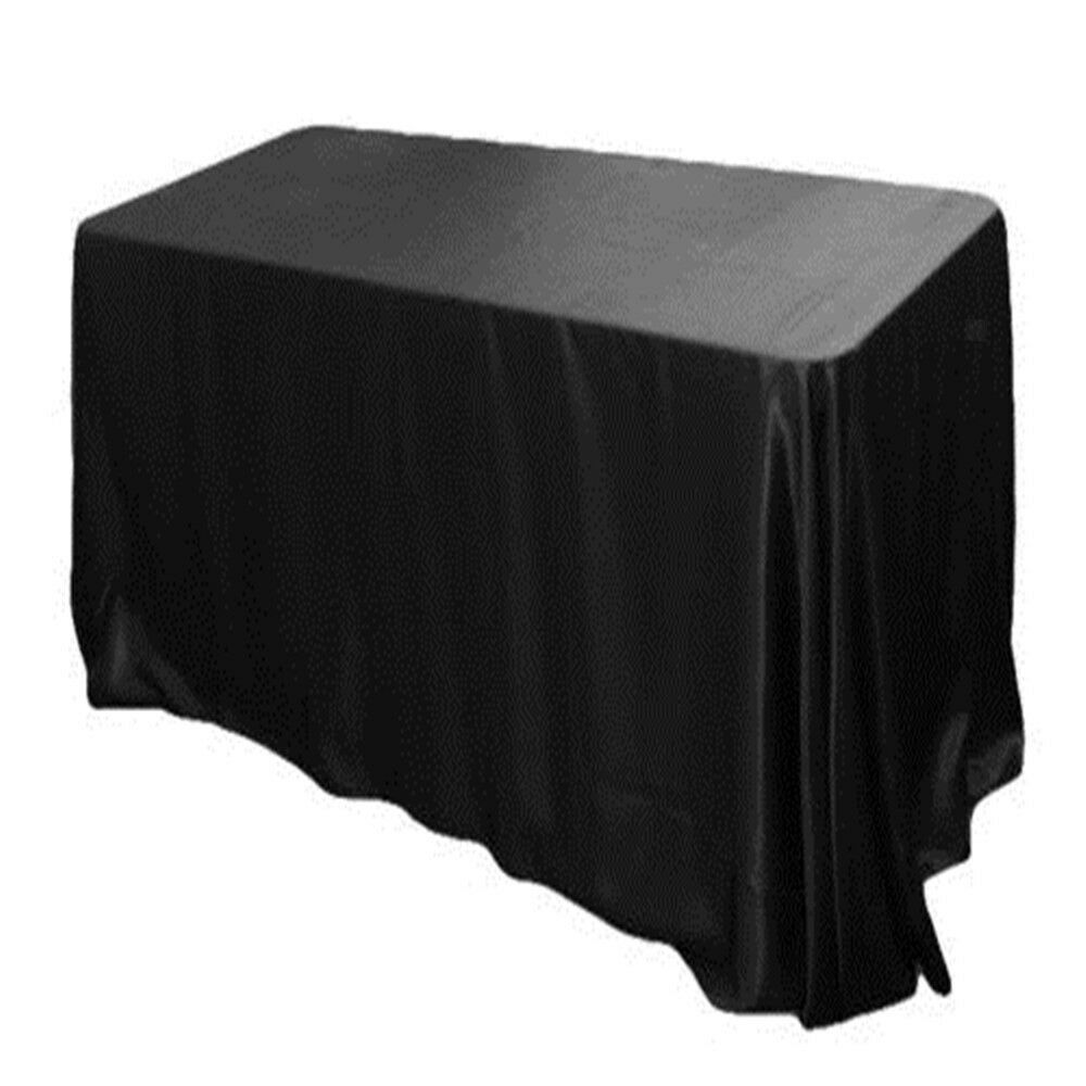 57'' Tablecloth Square Satin Banquet Table Cover For Wedding Party - Black