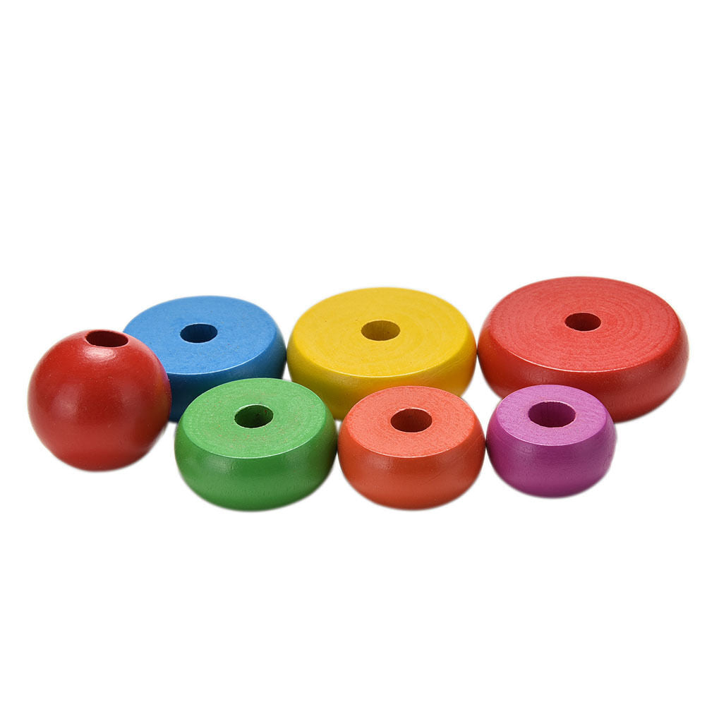 Rainbow Tower Ring Wooden Stacking Stack Up Kid Baby Educational Toy3WOAUEIG KX
