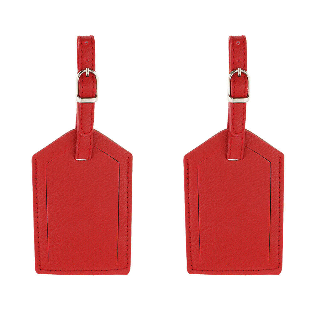 2 Pieces PU Leather Luggage Tag Travel Suitcase ID Label Security Tag Red