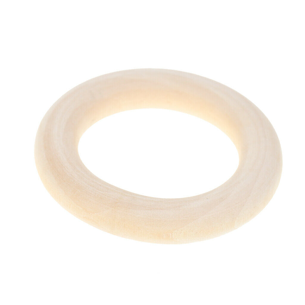 20Pcs 70mm + 20x 45mm Natural Wooden Rings Circles for Baby Teethers Crafts