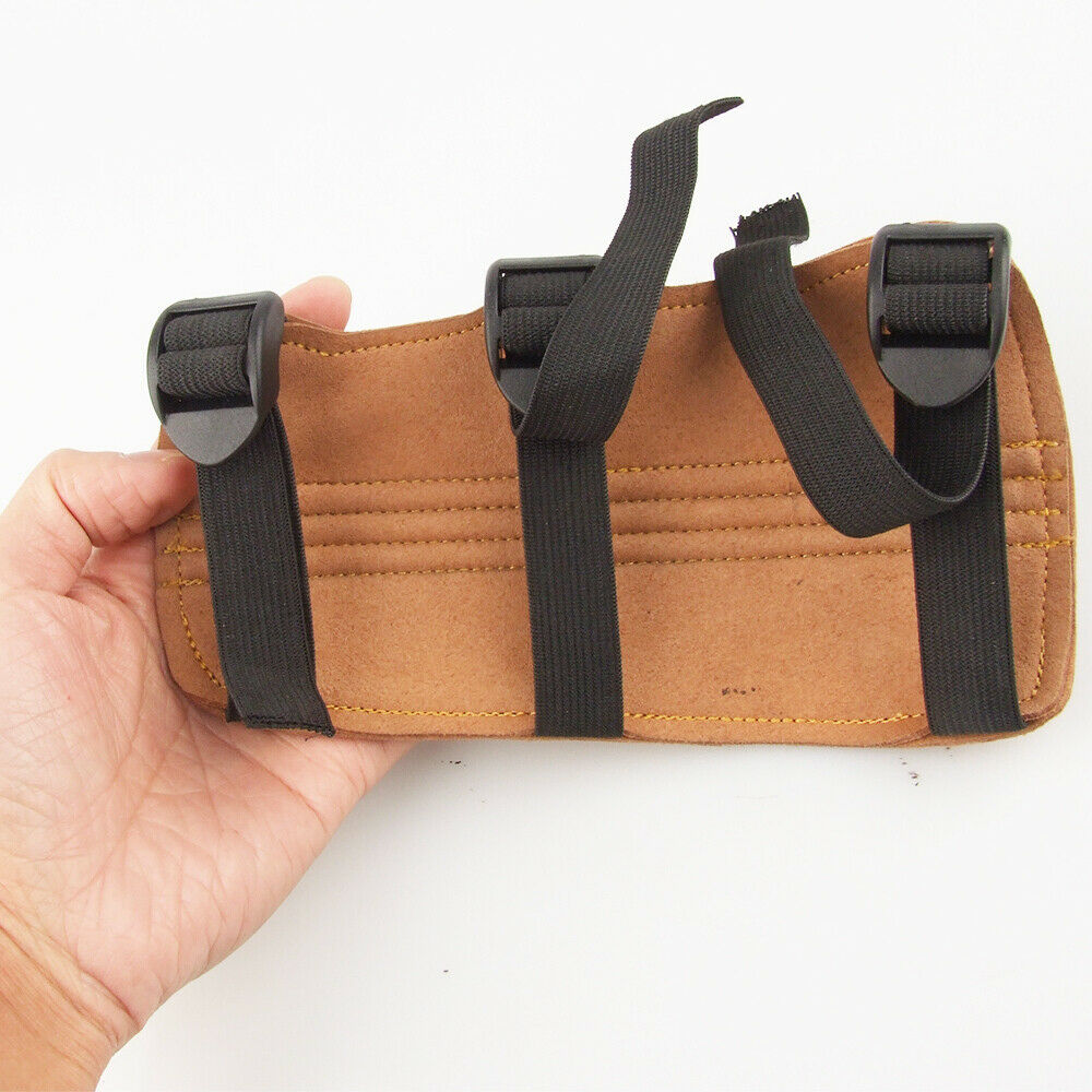 Double Fiber Fabric Shooting Archery Arm Guard Bow Protection 3 Straps Brown
