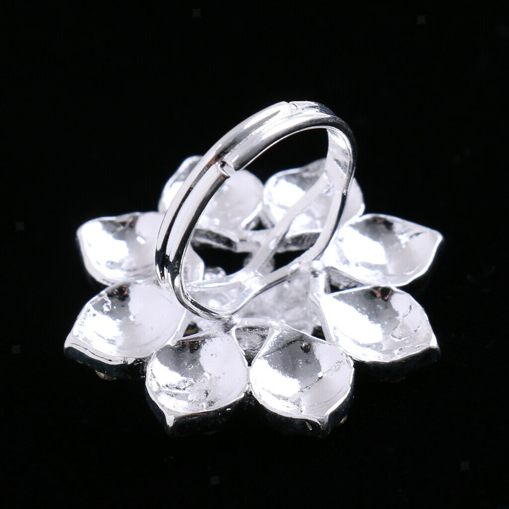 Fashion Diamante Rhinestone Flower Wedding Party Christmas Ring Copper Ring