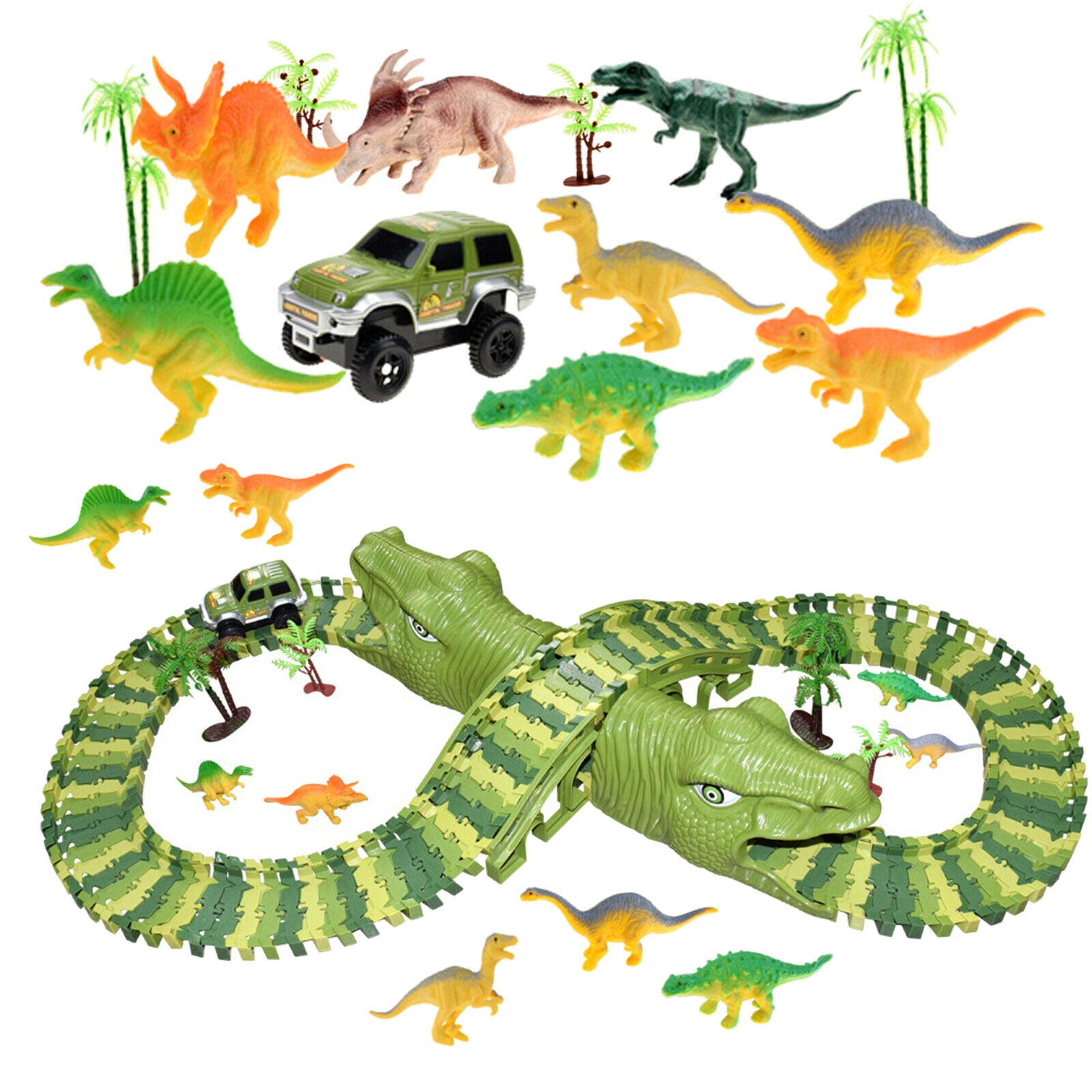 Dinosaur Toys Race Tracks Boys Kids Flexible Train Tracks Kids Building Toys Set