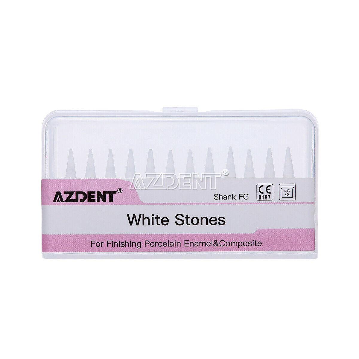 3X Dental White Stone Polishing FG Burs CN1 Abrasion Points Cone Shape AZDENT