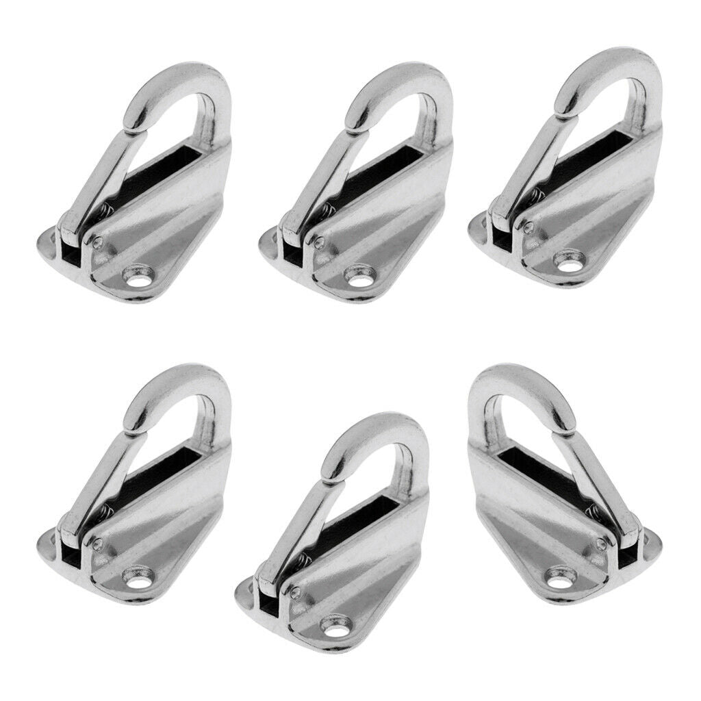 6 Piece Boat Stainless Steel Spring Snap Type  Fending Hook Hanger 9mm