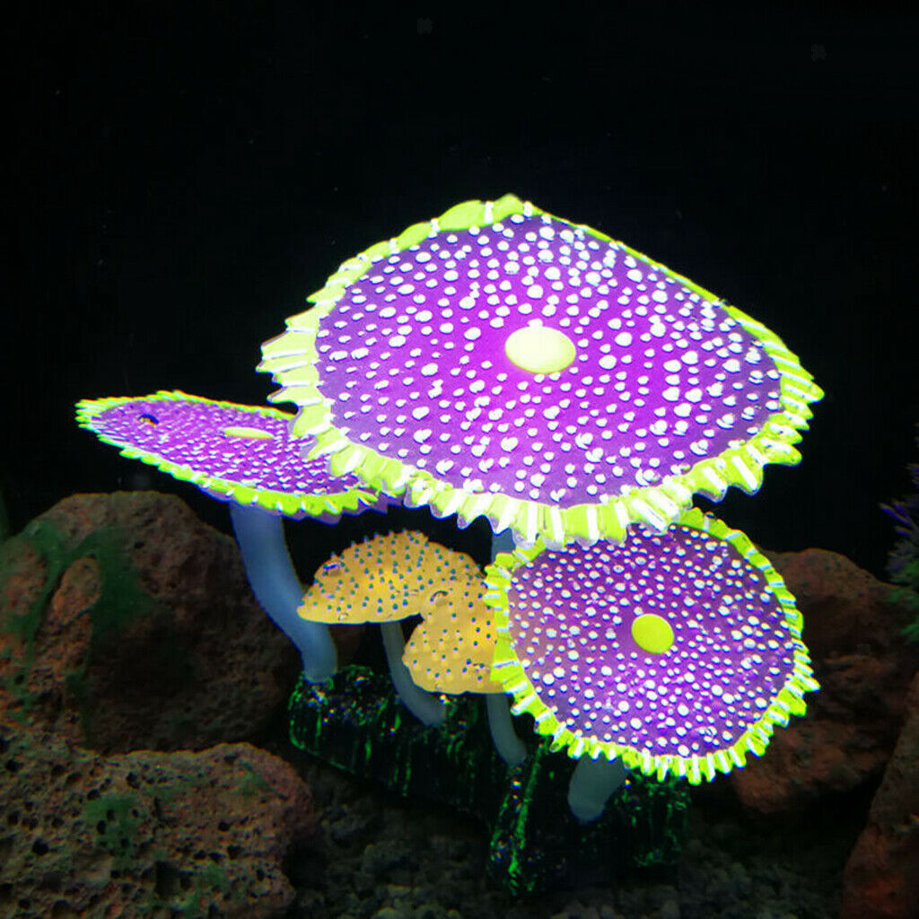 Glowing Effect Silicone Artificial Coral Plant for Fish Tank Aquarium purple