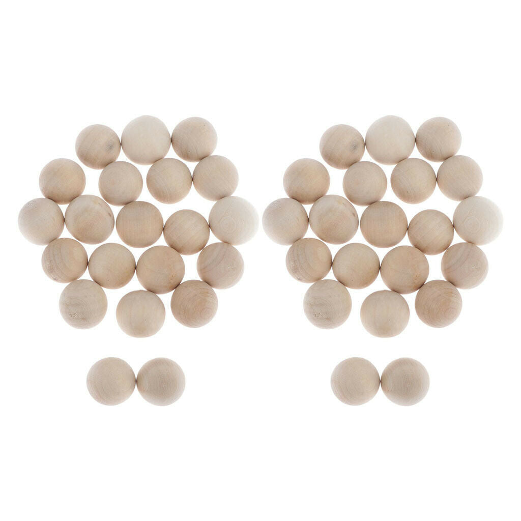 20Pcs Wooden Hardwood Balls 3cm Round Beech Wood Beads for Crafts Toys
