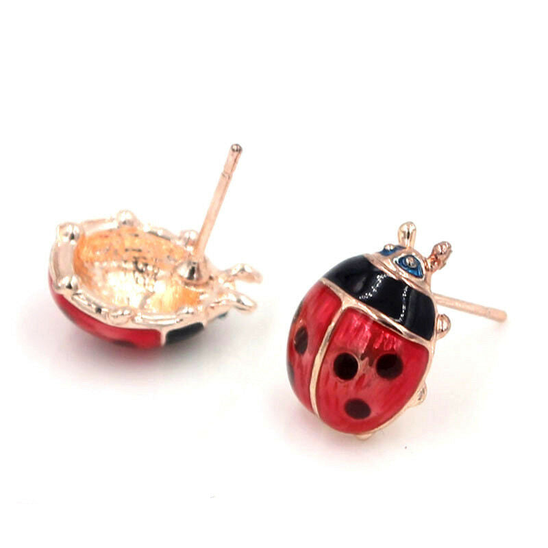 Cute Insert Earrings Exquisite Paint Stud Earrings Red Oil Ladybug Ear Stu.l8