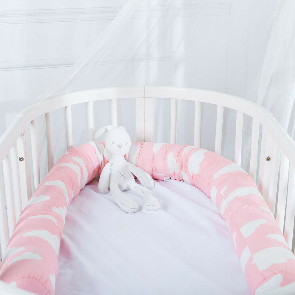 Baby Long Bumper Pillow Unisex Multipurpose Pads for Newborn Infant Pink Clouds