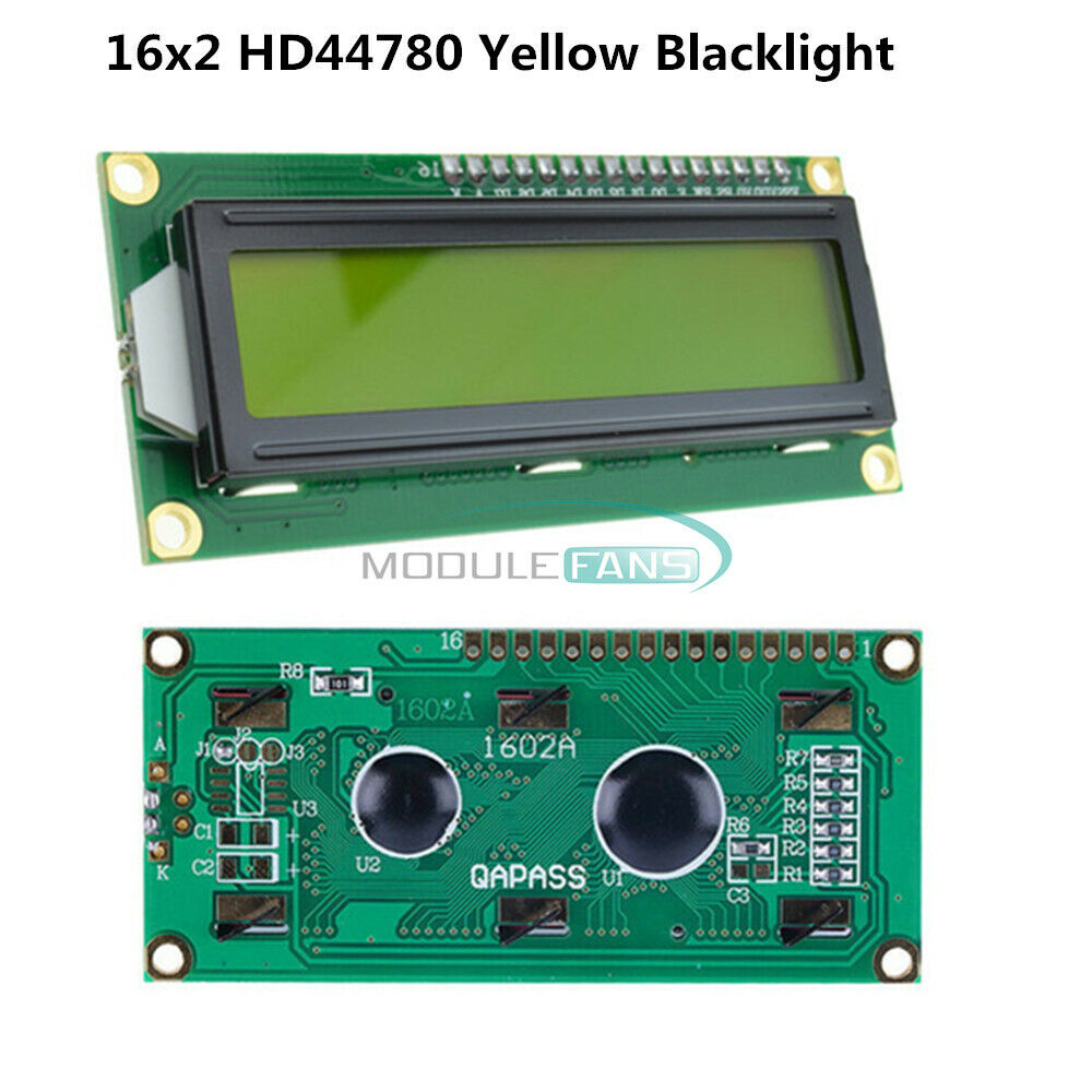 2PCS 16x2 1602 HD44780 Character LCD Display Module Controller Yellow Backlight