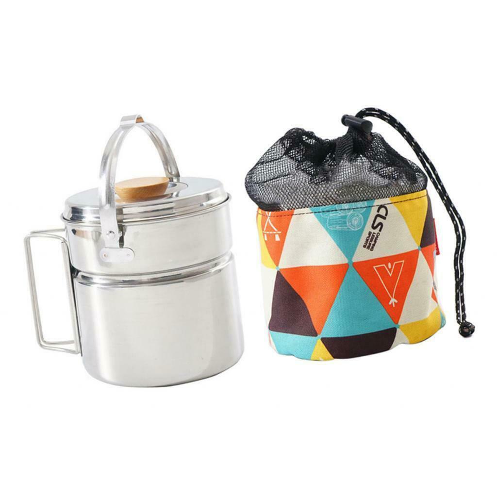 Stainless Steel Outdoor Cooking Camping Cookware Hanging Pan Pot 14x12cm