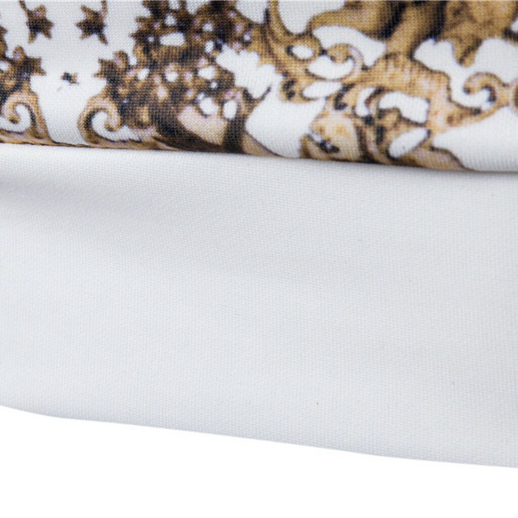 Fashion Mens Sweatshirt Crew Digital Printed Long Sleeve Pullovers White XXL