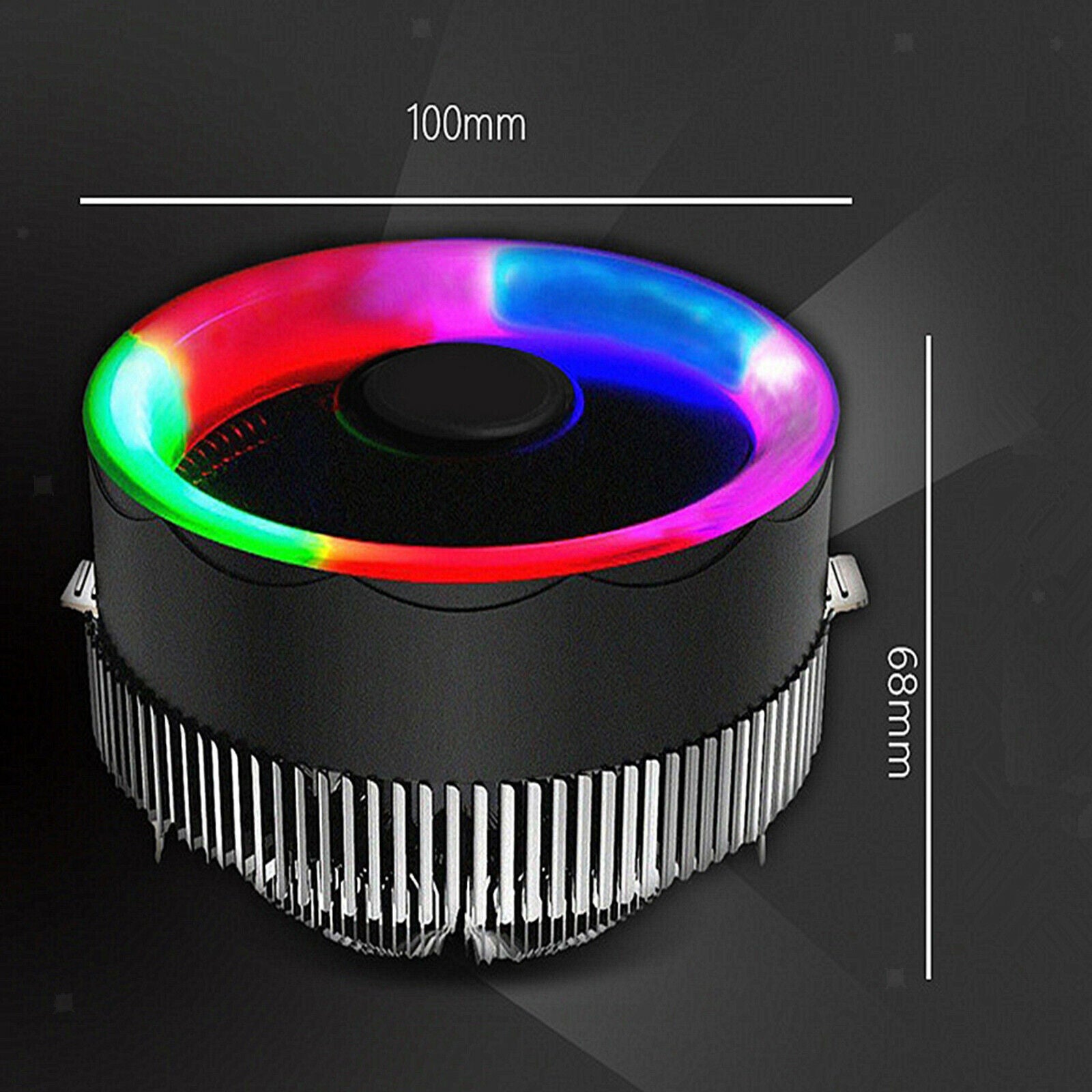 RGB CPU Cooler Sink Radiator Fit Intel LGA 775/1150/1156 AMD AM2+/AM3/AM3+Socket