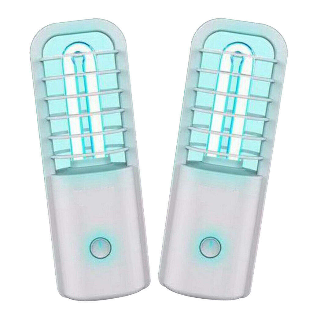 2x Rechargeable UV Ozone Sterilization Lamp Light For Home Toilet Bedroom