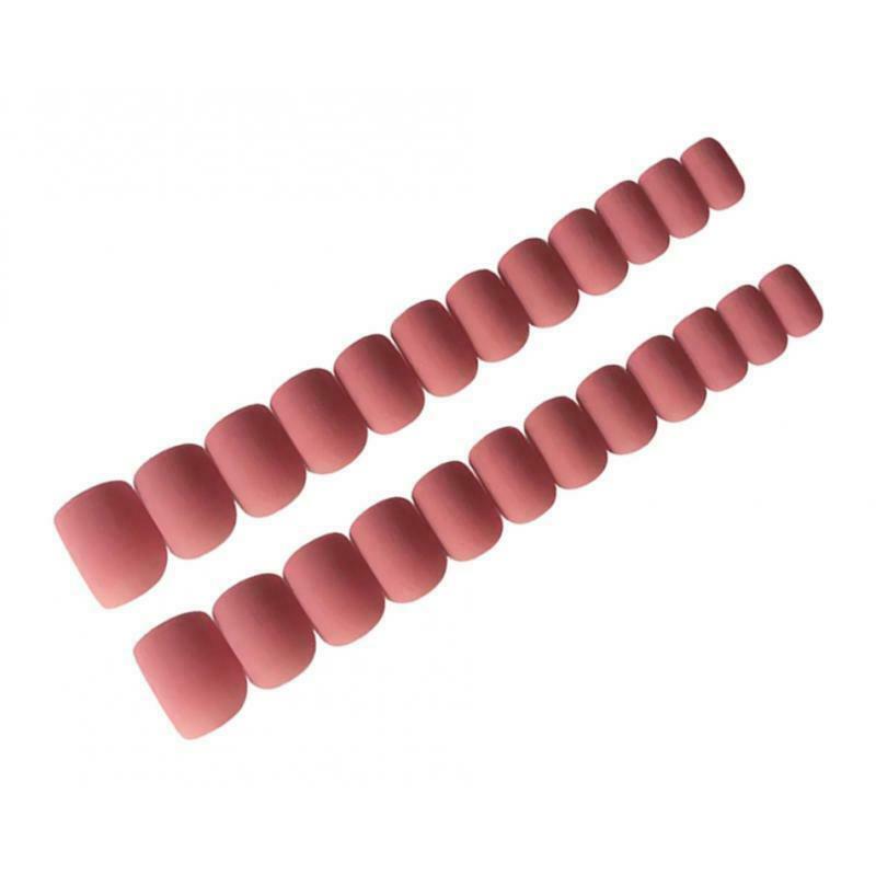 48 Packs UV Gel Artificial Nails Women Square Tips for Wedding Pink+Coffee