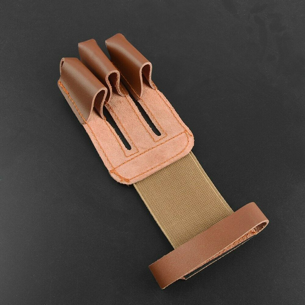 Leather Archery Gloves 3 Finger Tab Guard Bow Protector Hunting Gear AF6