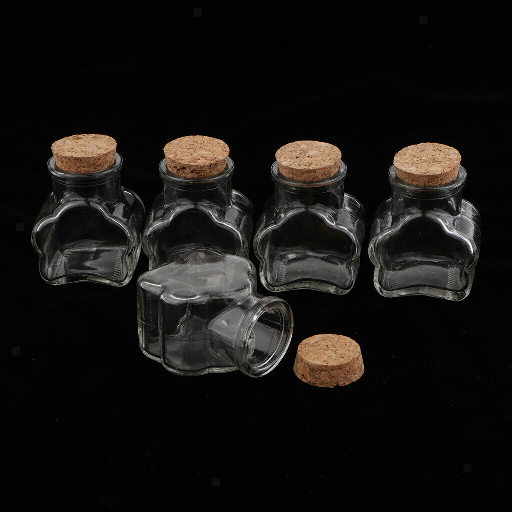 5 Pieces Mini Cork Stoppers DIY Decor Glass Bottle Wishing Vials Plum Flower
