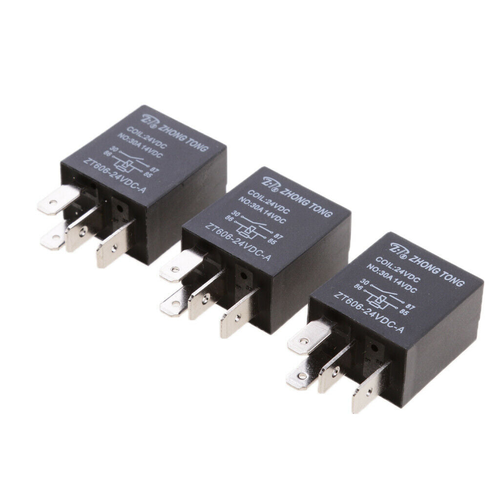 3 Pieces 24V Coil 30A 4 Pins SPST Car Automotive Alarm Security Power Relays