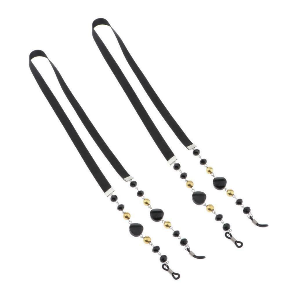 2 Pieces Female Black Eyeglasses Chain Sunglasses Retainer Anti-slip 25''