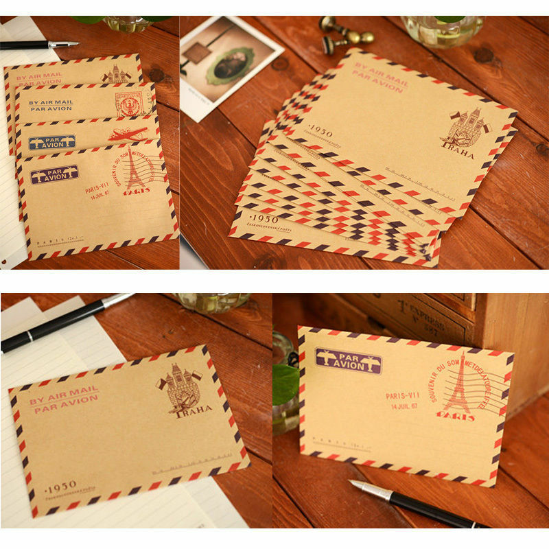 10pcs Mini Envelope Postcard Letter Stationary Storage Paper AirMail Vinta.l8