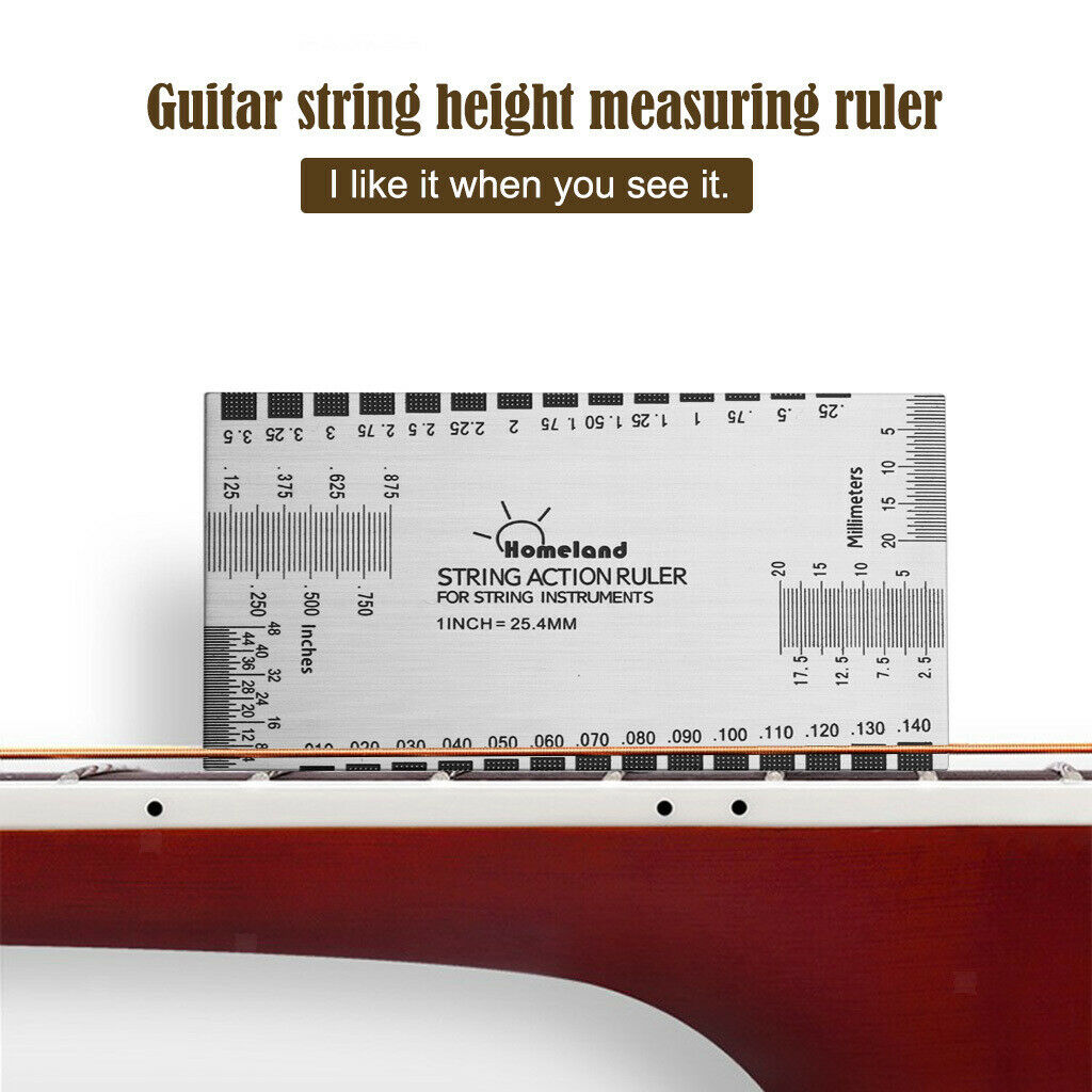 Electirc Guitar Stainless Steel CNC String Neck Ruler Measure Tool Kit