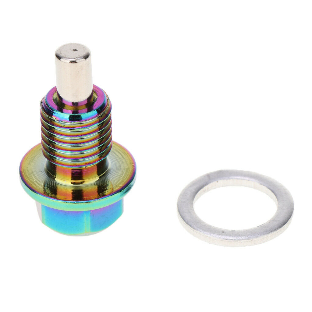 Aluminum Magnetic Engine Oil Pan Drain Bolt Screw w Gasket M12x1.5+M16x1.5