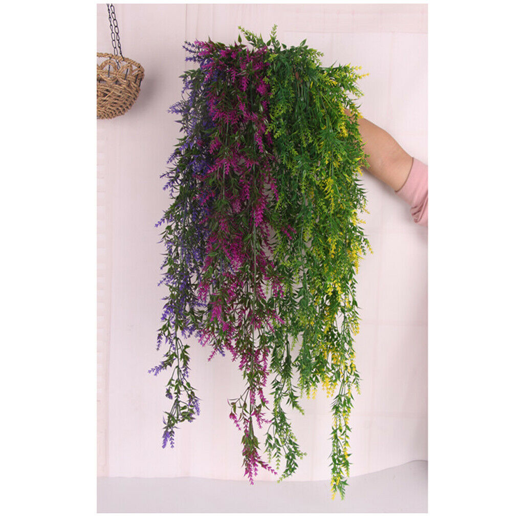 Plastic Artificial Weeping Grass Stem Vine Outdoor Garden Decor Purple