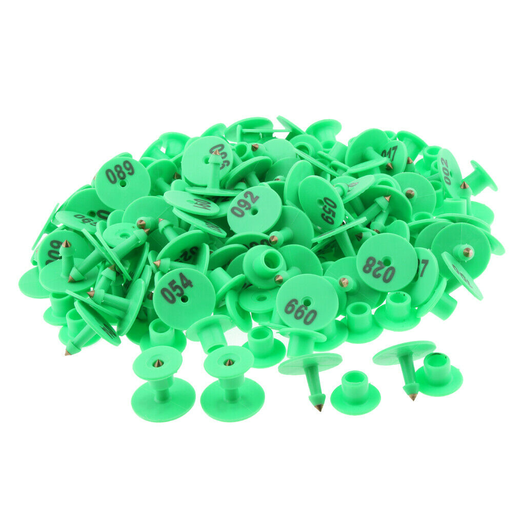 100pcs Small Pre Numbered Cattle Ear Tag for Green