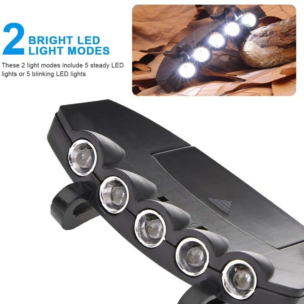 Lampes Frontale Clip On Cap Hat Head Light Lamp Torch Fishing Camping Hiking