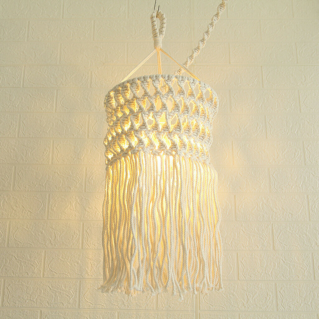 Woven Lampshade Macrame Tapestry Tassel Bohemian Home Room for Chandeliers