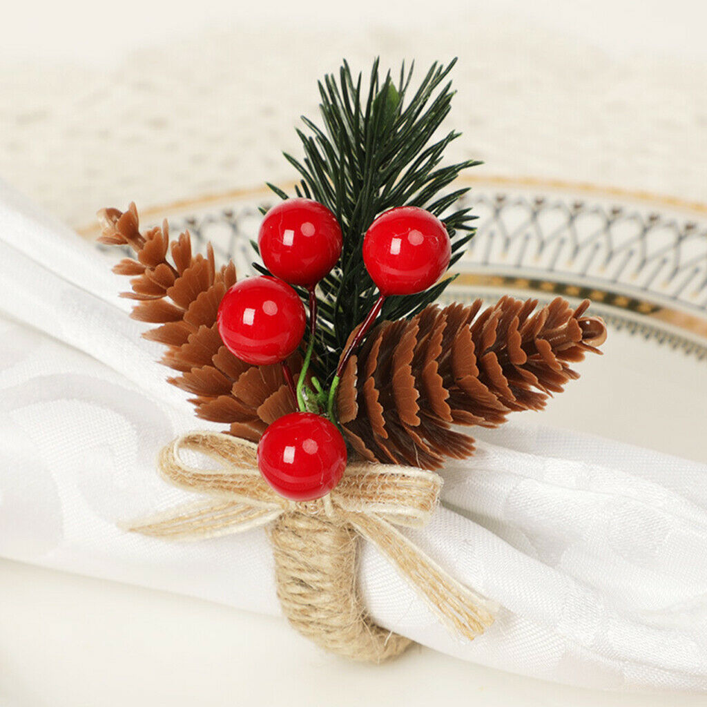 Set of 3 Pine Cone Napkin Holders Rings for Wedding Festival Decor Crafts