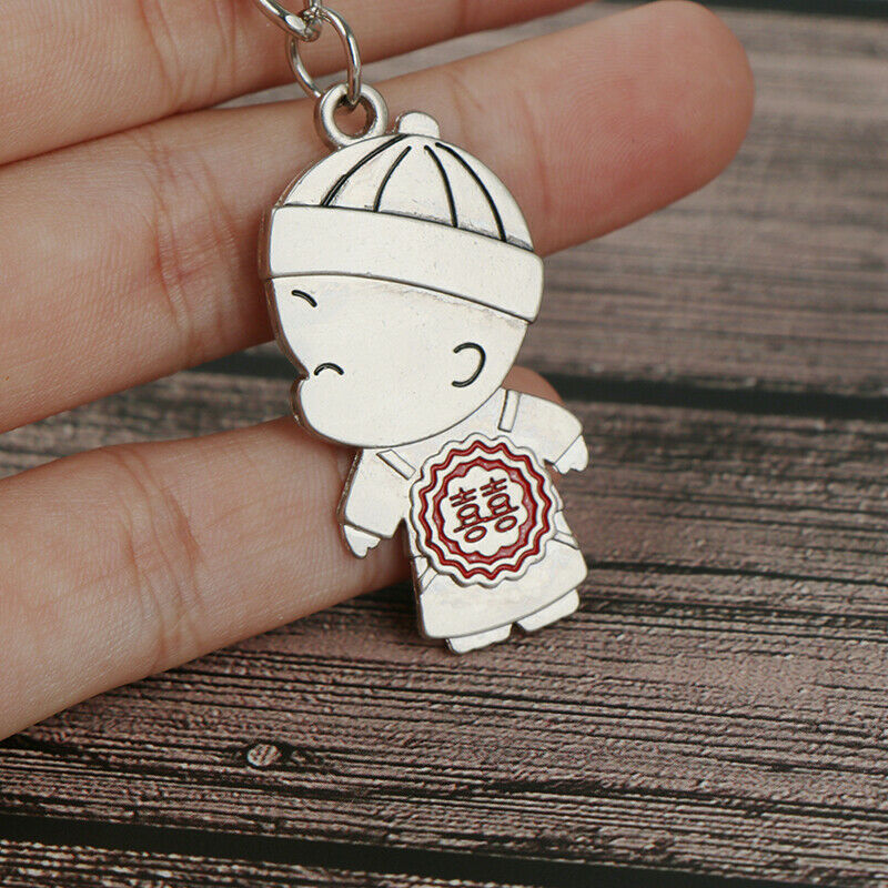 1Pair Boy and Girl Bride Groom Keychain Couple Lover Keyring Gift_DD