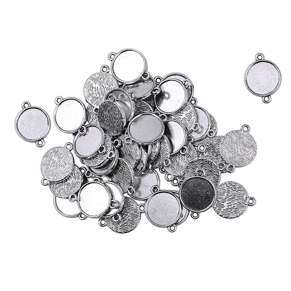 50Pc Blank Bezel Pendants Blanks Base Settings Tray for Jewelry Making 12mm