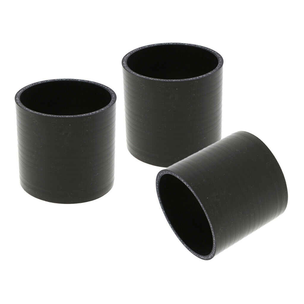 3pcs 4-ply Reinforced 3.5 Inch (89mm) Silicone Coupler Hose Tube Pipe Black